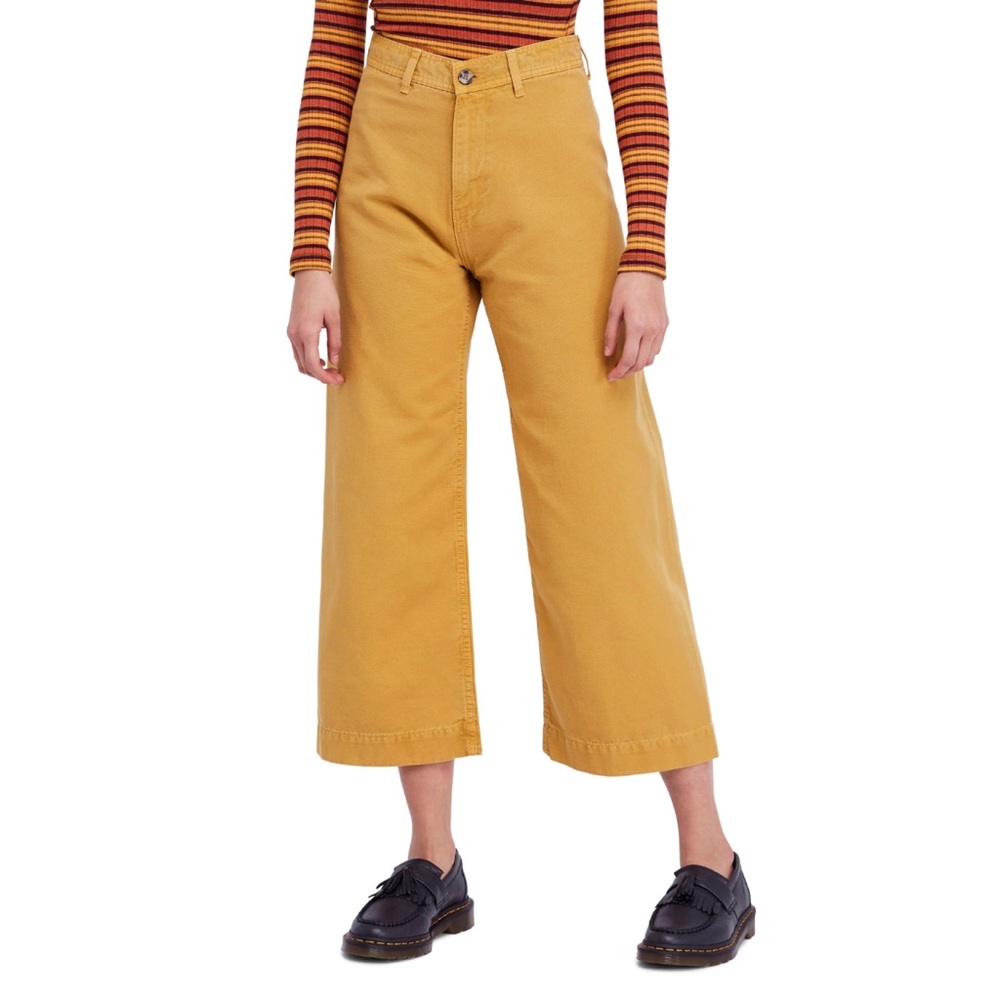 Free People Patti Mustard High Rise Wide Leg Pants